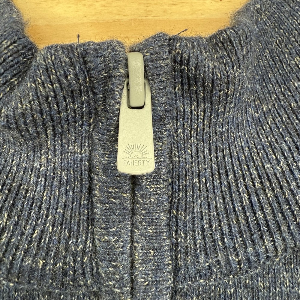 Faherty Sweater Men's XL Blue Pullover 1/4 Zip Classic Cotton Cashmere Blend - Picture 5 of 7